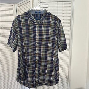 Pendleton Men's Plaid Shirt - Navy and Yellow